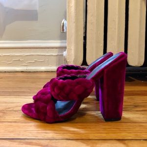 Velvet Magenta Braided Mules